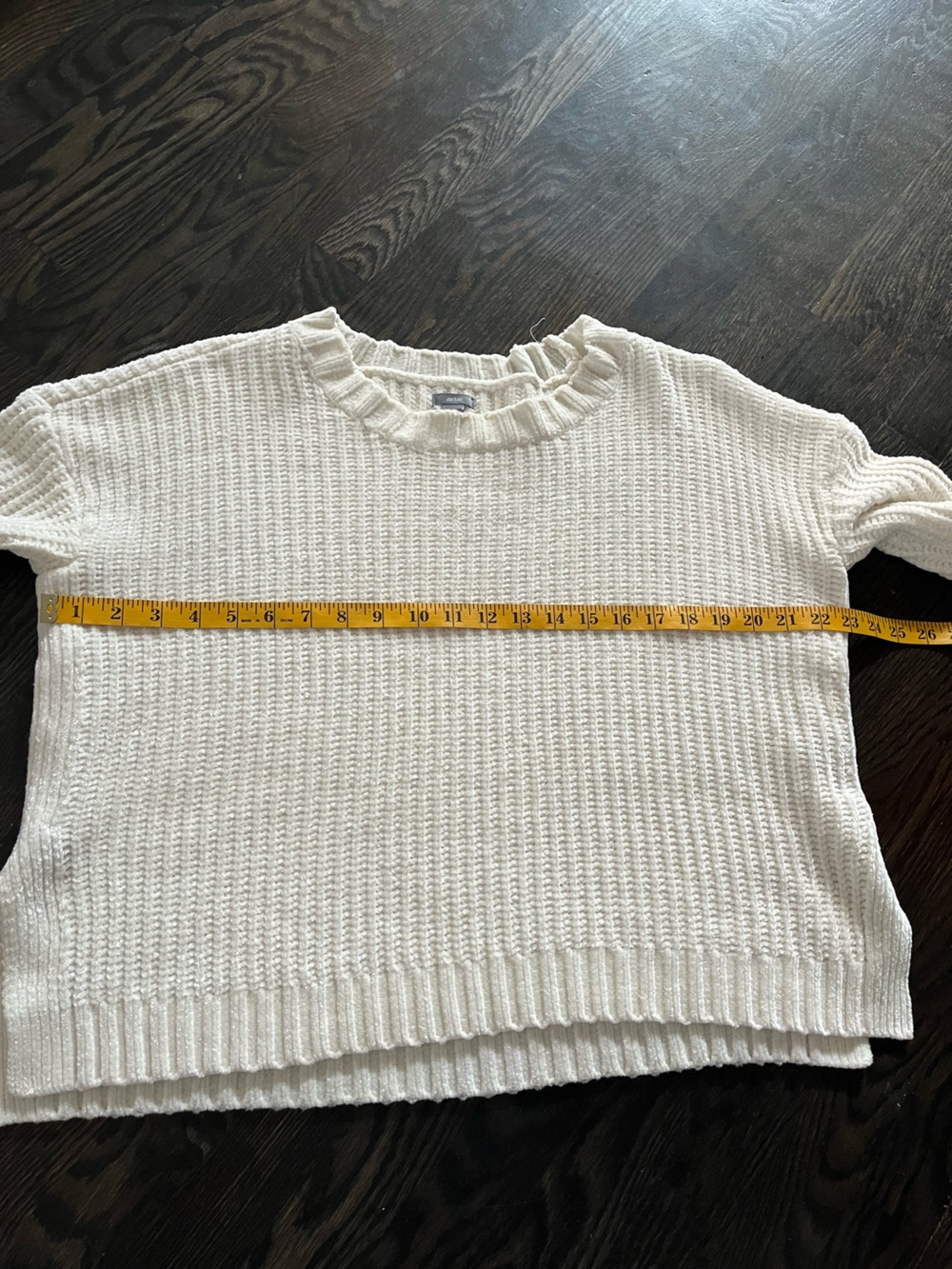 Aerie White Chenille-Knit Soft Ribbed Crewneck Cozy Sweater Size M - Picture 6 of 8